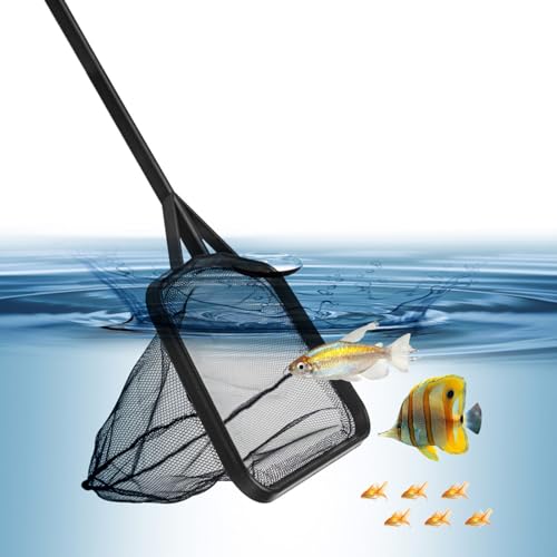 Functional Aquariums Square Fishing Net with Long Handle for Catching Fish Clean Shrimp Tanks Aquariums Tool Aquariums Fish Net Long Handle Aquariums Fish Net Fine Mesh Aquariums Skimming - size: Small