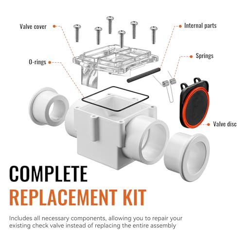 0801‑20H‑RK CR Valve Replacement Kit for Magic Plastics, Pool Valve Repair Kit, Corrosion Resistant Plastic Check Valve Parts, Plate, Spring, Lid for Pool & Spa