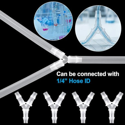 4Pcs 1/4" Y Shape Splitter Tubing Connectors Barb Hose Fitting | Plastic Tee Shape Tubing Connector, Universal 3 Way Oxygen Splitter Joint Splicer for Air Line Gas Fuel Pipe - White - size: 1/4inch