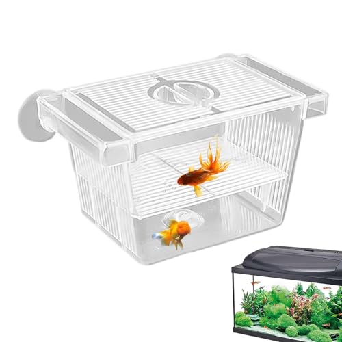 1/2 Fish Breeding Box - Aquarium Breeder Box, Fish Acclimation Box with 2 Suction Cups | Easily Install Fish Isolation Box, Acrylic Aquarium Hatchery Incubator for Baby Fishes Shrimp Betta Guppy - size: S