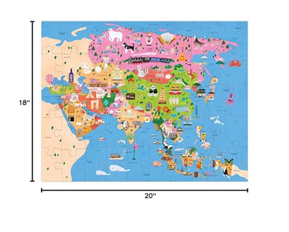 Mudpuppy Map of Asia – 70 Piece Geography Puzzle with Country-Shaped Pieces and Iconic Landscapes Cultural Items and More - style: Map of Asia