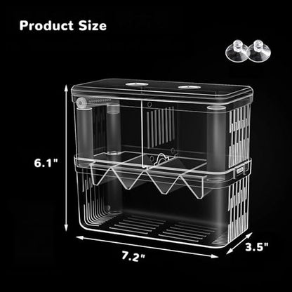 Mipukbay Large Aquarium Isolation Breeding Box, Acrylic Transparent Aquarium Breeder Box for Fish Fry Hatching, Shrimp Breeding, Betta, Guppy, Killifish, Clownfish, Suitable for 5-40 Gallon Tanks - size: Large