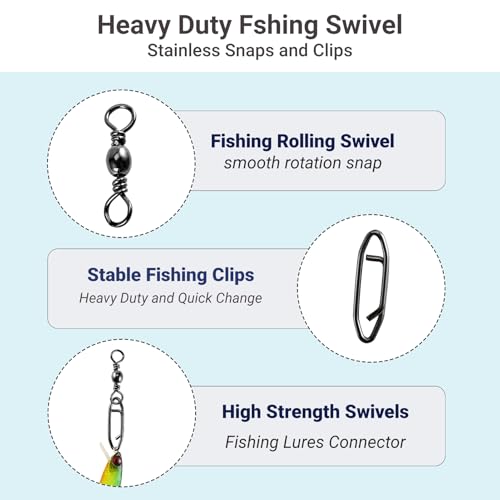 QISHUO High Strength Fishing Swivels Stainless Clips Steel Snap Swivels Barrel Connector Saltwater Swivel Fishing Rolling Black Nickel - size: Size 7+S (51lb) 50 pcs