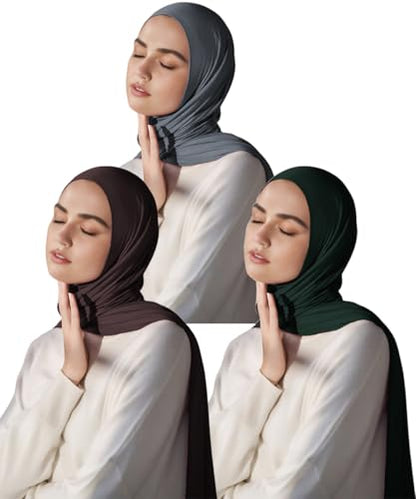 Solid Hijab Scarf,Polyester Head Wrap Long Muslim Headscarf for Women,3PCS | Soft Stretch Premium Polyester, 180×80cm Lightweight Hijab, Multi-use as Wrap, Shawl, Turban, Hair Scarf,fit Daily,ideal Gift
