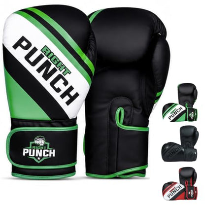 Boxing Gloves for Men & Women – Faux Leather Muay Thai, Kickboxing, MMA & Sparring Gloves – Training Heavy Bag Gloves with Secure Wrist Strap & Thumb Lock – 2 4 6 8 10 12 14 16oz - color: GREEN/BLACK, size: 16 OZ