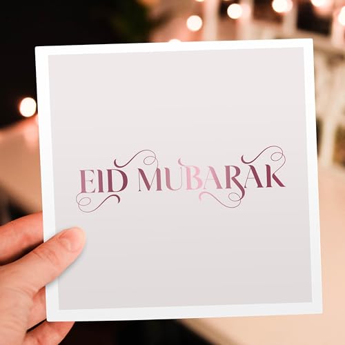 3dRose Image of quote Eid mubarak 1 Greeting Card with envelope - size: 5.5”