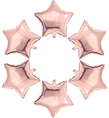 24 Pcs Rose Gold Star Shape Foil Mylar Balloon for Birthday Party Decorations, Wedding Decorations, Engagement Party, Celebration, Holiday, Show, Party Activities. (Size:18") - color: Rose Gold
