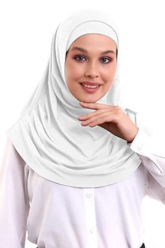 ihvan online, Hijab Scarves for Women, Ready to Wear, Lightweight and Comfortable Headscarf, Instant Turban, Jersey, Presewn - color: White