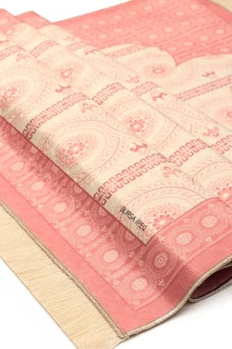 Prayer Rug Velvet Carpet Mat Powder Pink Polyester Chenille Base Non-Slip Soft Comfortable Islamic Muslim Prayer Rug for Women Girls - Powder Pink, 26x45 inch