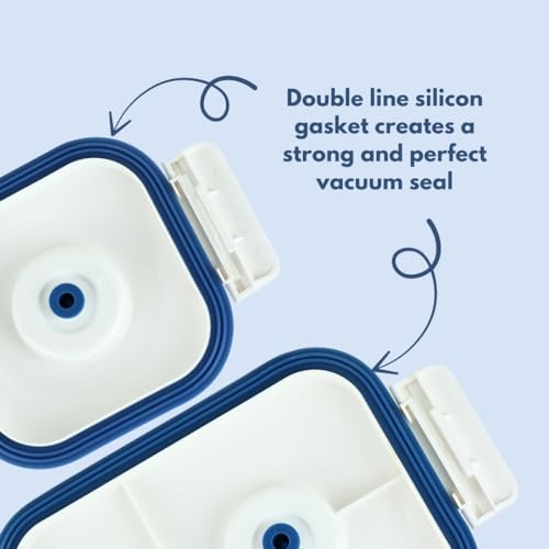 Food-Saving Glass Vacuum Container with manual hand pump. Everyday keep food fresh, Meal Prep, Marinade, Borosilicate Glass (PS-GVC-1L-Wh).