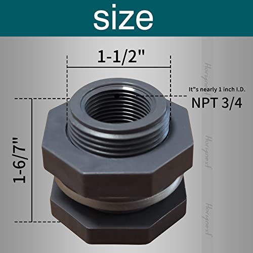 NPT3/4 PVC Bulkhead Fitting, Plastic Pipe Connector for rain Barrel Garden Hose Adapter Spigot kit Water Tank Gallon Drain Bucket (pack of 4 pcs) - size: NPT3/4 female thread(1 inch I.D.)PVC
