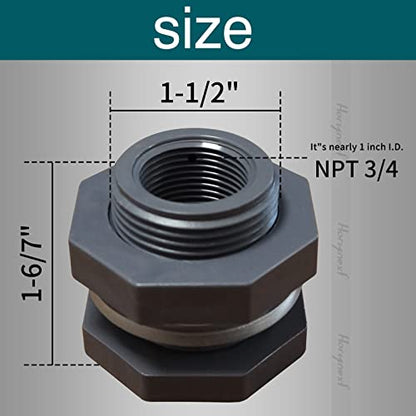 NPT3/4 PVC Bulkhead Fitting, Plastic Pipe Connector for rain Barrel Garden Hose Adapter Spigot kit Water Tank Gallon Drain Bucket (pack of 4 pcs) - size: NPT3/4 female thread(1 inch I.D.)PVC