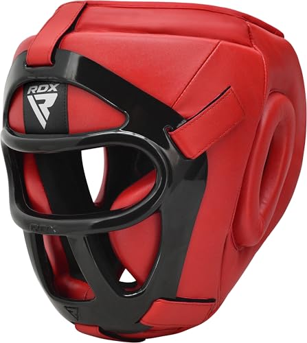 RDX Boxing Headgear MMA Muay Thai, Removable Face Grill, Head Gear for Sparring Grappling Martial Arts Kickboxing Taekwondo Karate BJJ Training - color: Red, size: Medium