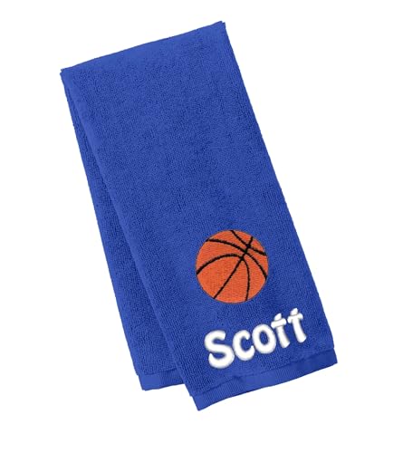 Personalized Basketball Towel, Workout, Gym, Small Lightweight Microfiber, Embroidered Name, Monogrammed Sports Gift - color: Royal
