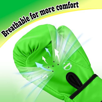 Kids Boxing Gloves for Boys & Girls, Youth Boxing Training Gloves for Kids Age 3 to 9 Years, 4OZ Training Sparring Gloves for Punching Bag Kickboxing Muay Thai MMA - color: Green