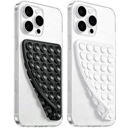 JingJinYY Anteel 2 Pack Double Sided Silicone Suction Cup Phone Case Mount, Hands-Free Strong Grip Silicon Phone Holder for Selfies and Videos, Non Slip Phone Accessories (Black&White) - color: Black&White
