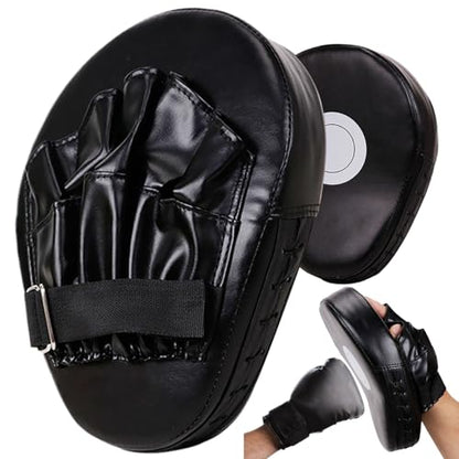 Boxing Pads Mitts, Leather Curved Focus Boxing Gloves, Shock-Resistant Thickened Punching Mitts, Taekwondo Equipment for Fighting or Striking Practice, Pads.