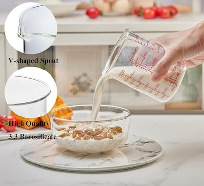 3 Piece Glass Measuring Cup Set, Includes 1/2-Cup, 1-Cup, and 2-Cup High Borosilicate Glasss Liquid Measuring Cups, Dishwasher, Freezer, Microwave, and Preheated Oven Safe, Essential Kitchen Tools - size: 1/2Cups/1Cups/2Cups Measuring Cup Set