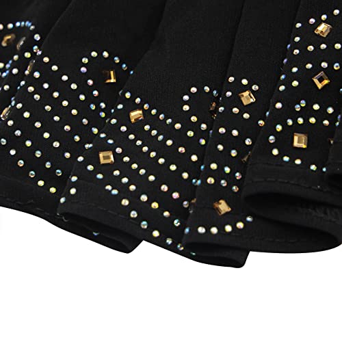 ZGMYC Women Shiny Rhinestones Muslim Hijab Elegant Long Turban Cap Head Wrap Scarf - color: Black(golden Beads & Rhinestones)