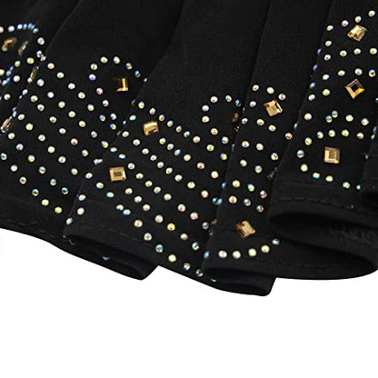 ZGMYC Women Shiny Rhinestones Muslim Hijab Elegant Long Turban Cap Head Wrap Scarf - color: Black(golden Beads & Rhinestones)