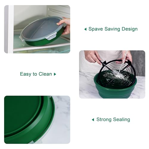 Collapsible Batter Bowl - Breading Bowl Shaker with Lid , Olive Green - color: Olive Green