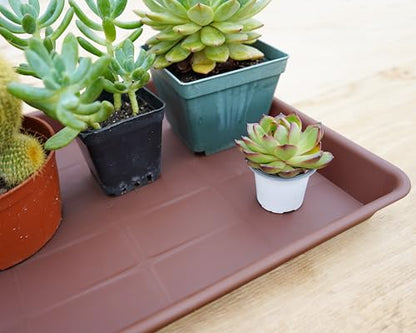 VUWEZ Rectangle Plant Tray, Plant Drip Tray, Plant Pot Saucers, Plant Germination Trays, Plant Saucers, 14.5'' x 11'' x 1.5'' (2 pack), Chocolate - color: Chocolate, size: 14.5'' x 11'' x 1.5'' (2 pack)