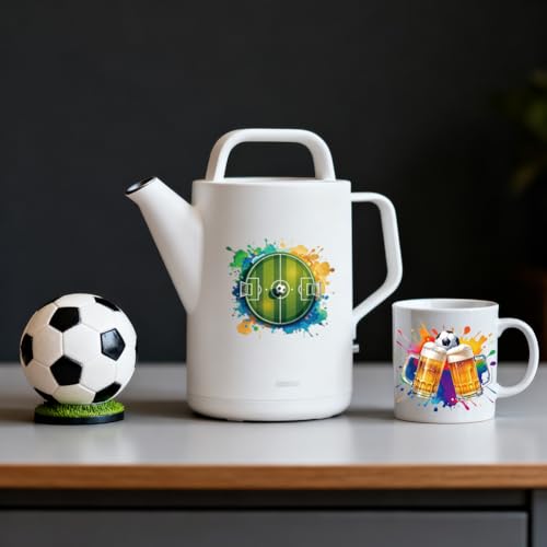 Peacoblue 18 Sheets Rub on Transfers for Crafts, Football 3.6"x3.9" UV DTF Cup Wraps Waterproof Rub on Cold Transfers Stickers for Wood Glass Metal Cup Tumblers Mirrors Mugs Home Decor - style: Football