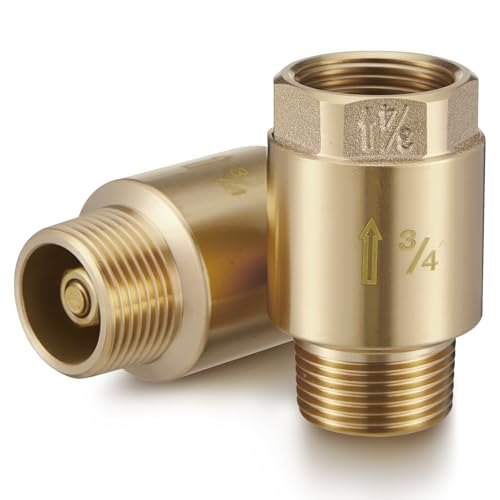 Zonon 2 Pcs 3/4 Inch Check Valve One Way Brass Non Return in Line Check Valve with Backflow Prevention NPT Male in FNPT out for Garden Hose Well Pumps Irrigation Systems Chemical Industry - size: 3/4 Inch