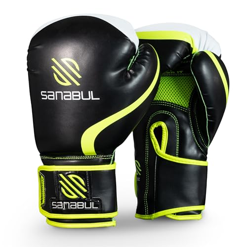 Sanabul Essential Gel Boxing Gloves for Men & Women, Kickboxing MMA, Muay Thai Gloves and Heavy Bag Training Punching & Sparring - color: Black/Green, size: 10 oz