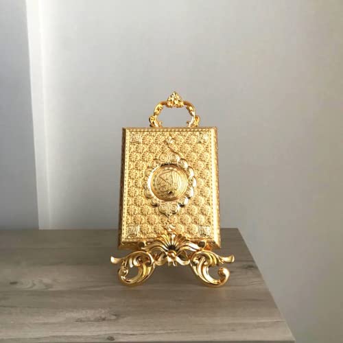 Luxury Metal Islamic Book Box | Holy Quran Storage Box | Islamic Birthday Graduation Wedding Gift | Muslim Eid Gift | Max. (14x20cm/5,7x8in) Books (Gold, With Kaaba Quran) - color: Gold, style: With Kaaba Quran