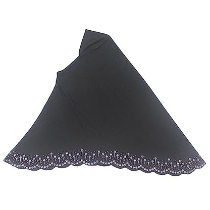 Instant Hijab Scarf for Women Muslim Women Clothing Headscarf for Girls with Czech Rhinestone - color: Black-wavy Edge