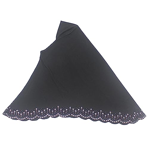 Instant Hijab Scarf for Women Muslim Women Clothing Headscarf for Girls with Czech Rhinestone - color: Black-wavy Edge