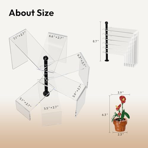 NIUBEE Acrylic Risers Display Stands, 6 Tier Rotating Clear Display Risers for Miniature, Mini Funko Pop, Amiibo, Figures,Jewelry, Perfume, Dessert