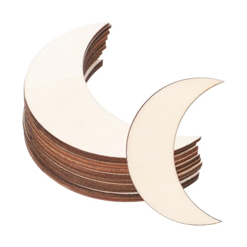 PATIKIL 3.1"x1" Wooden Moon, 10 Pack Unfinished Wood Moon Blank Wooden Cutouts Ornaments Natural Wood Pieces for Christmas Party Craft Projects - size: 3.1"x1"