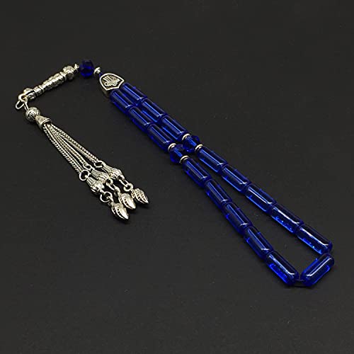 -Gentle Men Collection- Prayer Beads-Worry Beads-Tesbih-Tasbih-Tasbeeh-Misbaha-Masbaha-Subha-Sebha-Rosary (Blue Glass Prayer Beads -15 x 6mm 17 Beads) - color: Blue Glass Prayer Beads -15 x 6mm 17 beads