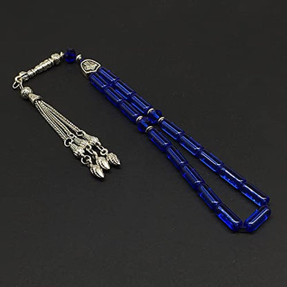 -Gentle Men Collection- Prayer Beads-Worry Beads-Tesbih-Tasbih-Tasbeeh-Misbaha-Masbaha-Subha-Sebha-Rosary (Blue Glass Prayer Beads -15 x 6mm 17 Beads) - color: Blue Glass Prayer Beads -15 x 6mm 17 beads