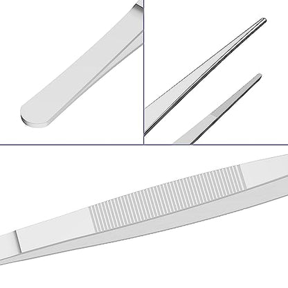5" Stainless Steel Tweezers, Straight Pointed, 3/64" Thick | Serrated Tip, Perfectly Aligned, Multipurpose Daily Garden Home Lab Craft Repairing Tool - size: 5"L(3/64"T)
