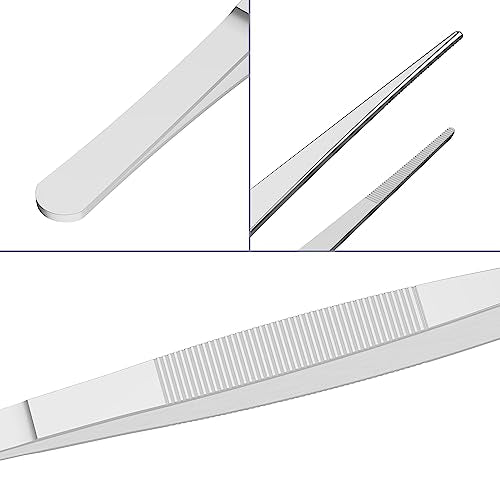 7.1" Stainless Steel Tweezers, Straight Pointed, 3/64" Thick | Serrated Tip, Perfectly Aligned, Multipurpose Daily Garden Home Lab Craft Repairing Tool - size: 7.1"L(3/64"T)