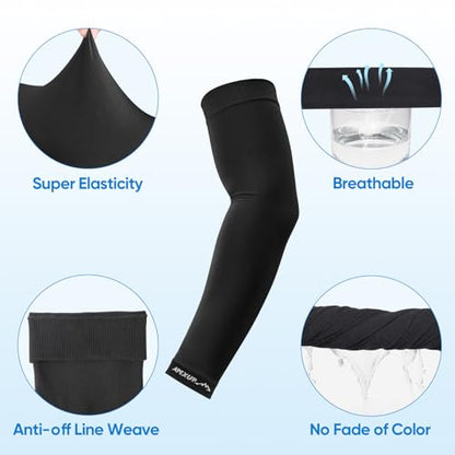 APEXUP Cooling Arm Sleeves for Men Women, UV Sun Protection UPF 50, Volleyball Arm Sleeves Compression Sleeves for Outdoor - color: 1 Black+1 White+1 Gray+1 Dark Gray