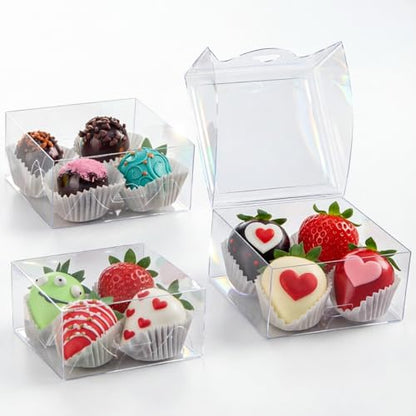 40Pack 4x4x2Inches Small Treat Boxes for Cookies Cake Candy Chocolate Pastry Soap & More Mini Baking Boxes Cajas Para Transparentes Truffle Boxes Party Wedding Favor - color: Clear