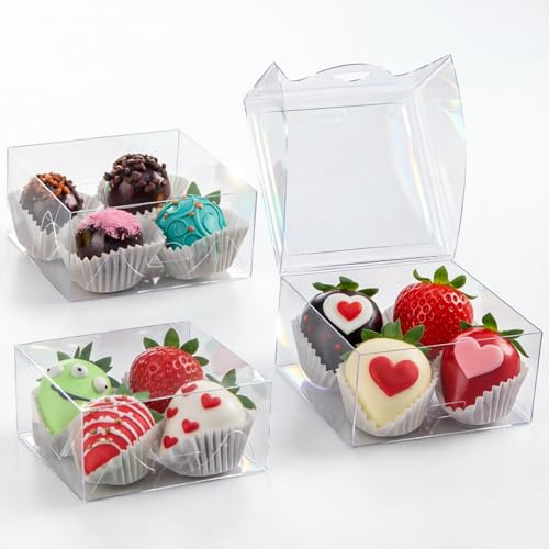40Pack 4x4x2Inches Small Treat Boxes for Cookies Cake Candy Chocolate Pastry Soap & More Mini Baking Boxes Cajas Para Transparentes Truffle Boxes Party Wedding Favor - color: Clear