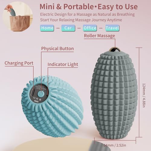 Vibrating Massage Ball for Full Body Relaxation, Silicone Trigger Point Massager Ball for Back, Neck, Foot, Muscle Recovery, Portable Rechargeable Massage Roller, 3 Vibration Modes (Grey) - color: Grey
