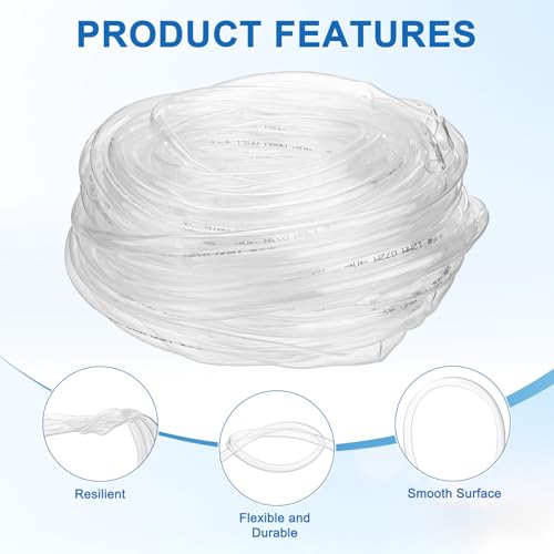 M METERXITY Vinyl Tubing 1/2" ID x 14mm OD 100ft Flexible Plastic Tube with 2 Hose Ties, Lightweight Hybrid PVC Hose for Water Gardening/Airline/Aquarium Tubing [Clear] - size: 1/2" ID x 100ft