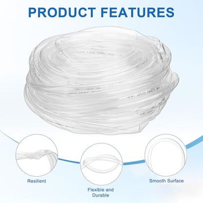 M METERXITY Vinyl Tubing 1/2" ID x 14mm OD 100ft Flexible Plastic Tube with 2 Hose Ties, Lightweight Hybrid PVC Hose for Water Gardening/Airline/Aquarium Tubing [Clear] - size: 1/2" ID x 100ft