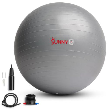 Sunny Health & Fitness Premium Anti-Burst Exercise & Stability Ball | 660LB Capacity, Yoga, Pilates, Physical Therapy, Recovery, Prenatal Comfort, Non-Slip Texture, Non-Toxic, Odor-Free - style: 21.7-inches/55cm