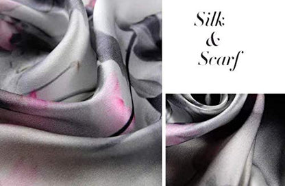 ANDANTINO 100% Silk Long Scarf-Women Large Oblong Shawls with Gift Packed - color: Ink Painting-lotus