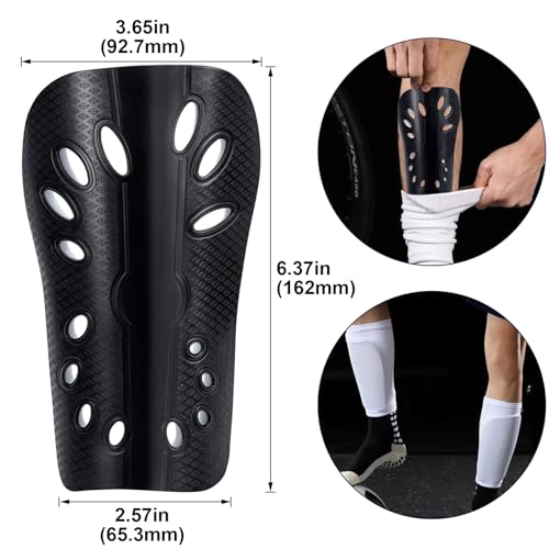 ANCIRS 2 Pair Soccer Shin Guards for Youth, Breathable Shin Guard Sleeves for Football Games, Protective EVA Cushion for Youth Men & Women - color: Red & Black