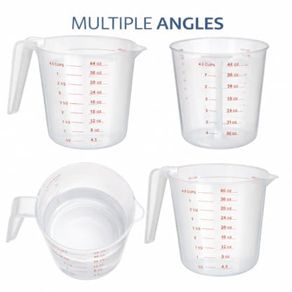4 Cup Plastic Measuring Cup 32 oz Clear Liquid Measuring Pitcher with Easy Pour Spout and Marked Measurements for Cooking, Baking and Kitchen Use