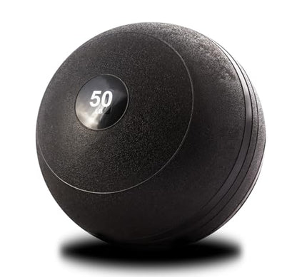 York Barbell 50LB Rubber Slam-Ball – Dead Weight with Textured Surface – Minimal Bounce Absorbs Impact – Pilates Yoga Strength Training Physical Therapy Cardio Exercises for Full Body Workout - Black