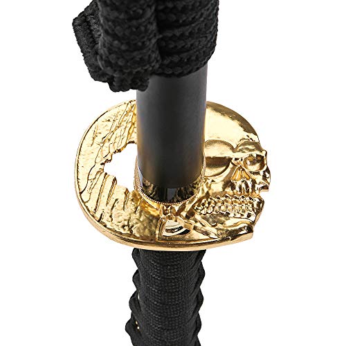 siwode Katana Handmade Full Tang Sharp, Alloy Tsuba Japanese Samurai Sword High Carbon Steel 1060,T10 1095, 40-Inch - color: Golden Skull